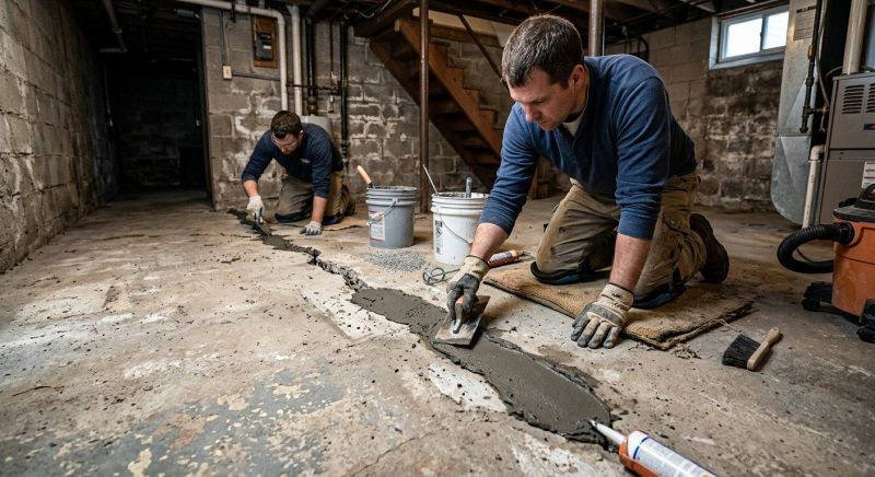 Cracked Basement Floor Repair in Camden County, NJ